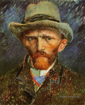 Autoportrait avec un chapeau en feutre gris Vincent van Gogh Peinture à l'huile